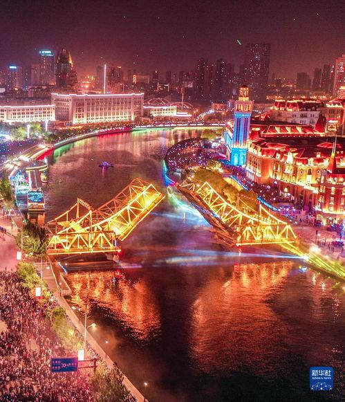 天津解放桥开启图片,见证津城交通枢纽的灵动风采