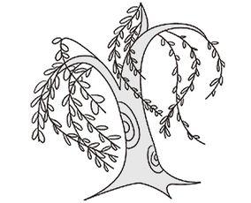 垂柳简笔画图片大全,简笔画中的自然画卷